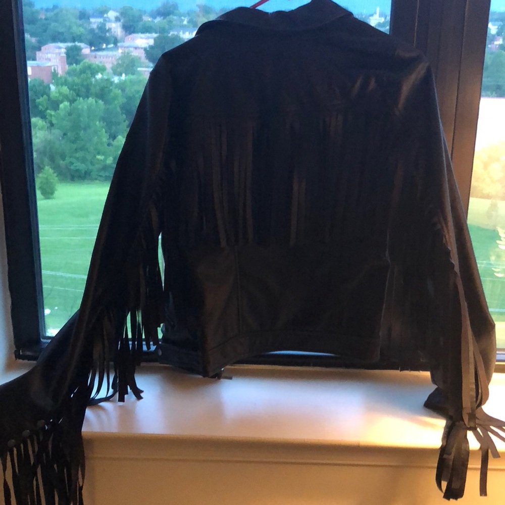 Faux Leather tassel jacket